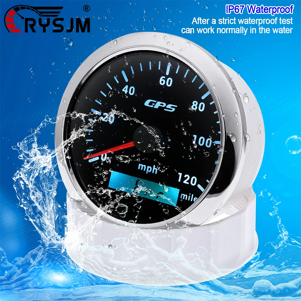 

12V24V Универсальный 85 мм GPS-спидометр 0-30MPH 0-60MPH 0-80MPH 0-120MPH 0-200MPH 7-цветный измеритель скорости с подсветкой и GPS-антенной