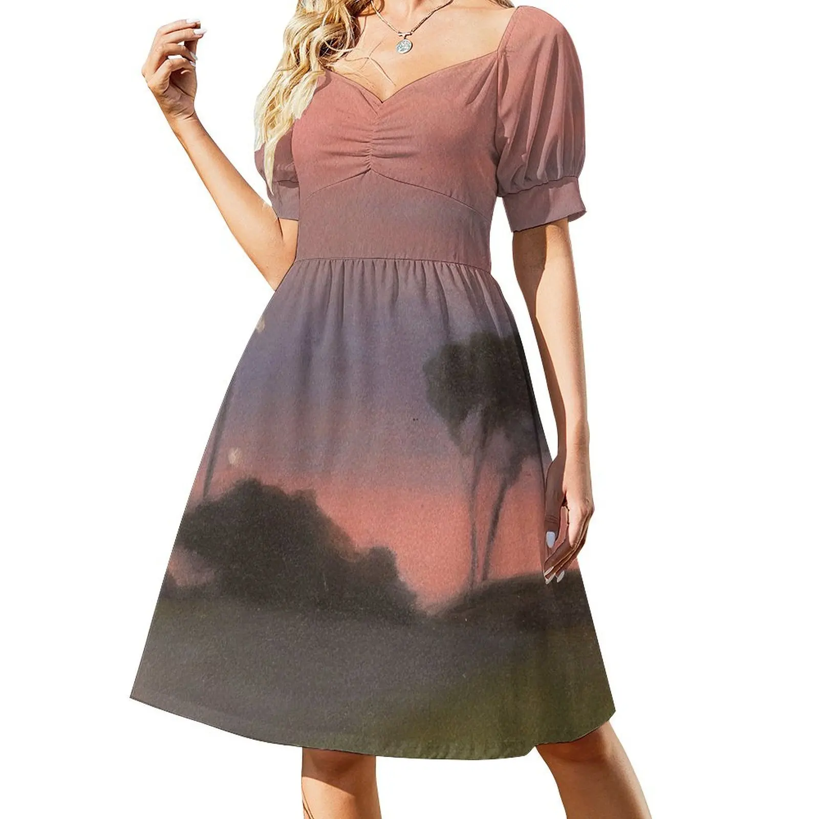 

Evening Landscape - Clarice Beckett Short Sleeved Dress dresses for woman Prom gown Female dress Dress