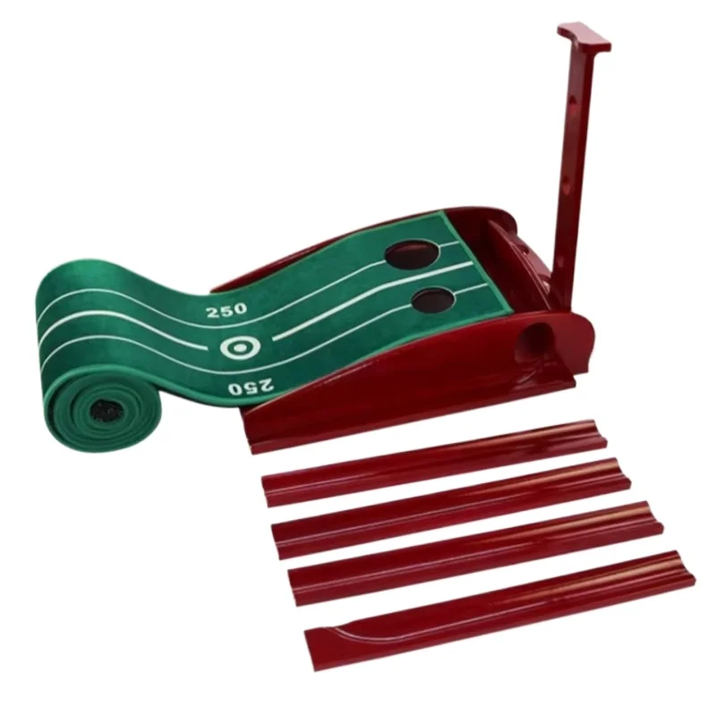 

Indoor golf practice green putter pad with automatic return trainer pad
