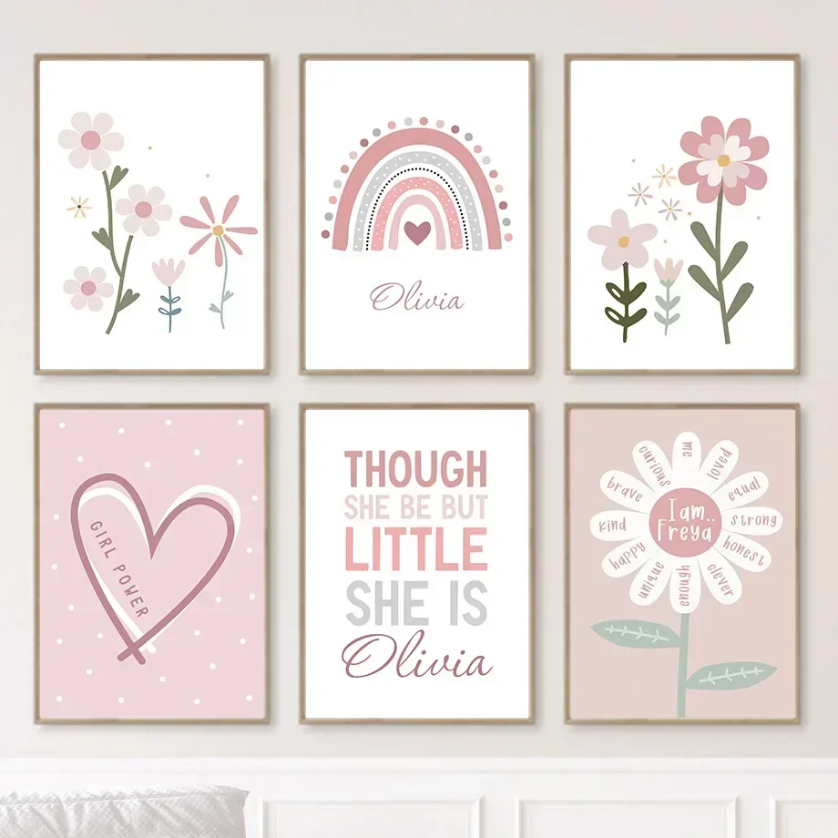 

Cute Cartoon Daisy Sunflower Rainbow Love Quote Wall Art PostersNordic Pictures For Baby Kids Room Decor Canvas Painting Prints