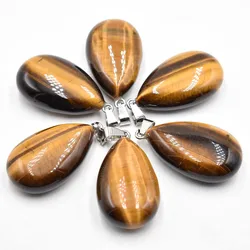 2022 fashion high quality natural tiger eye stone drop shape pendants 25x40mm Charms for making 6pcs/lot wholesale free shipping