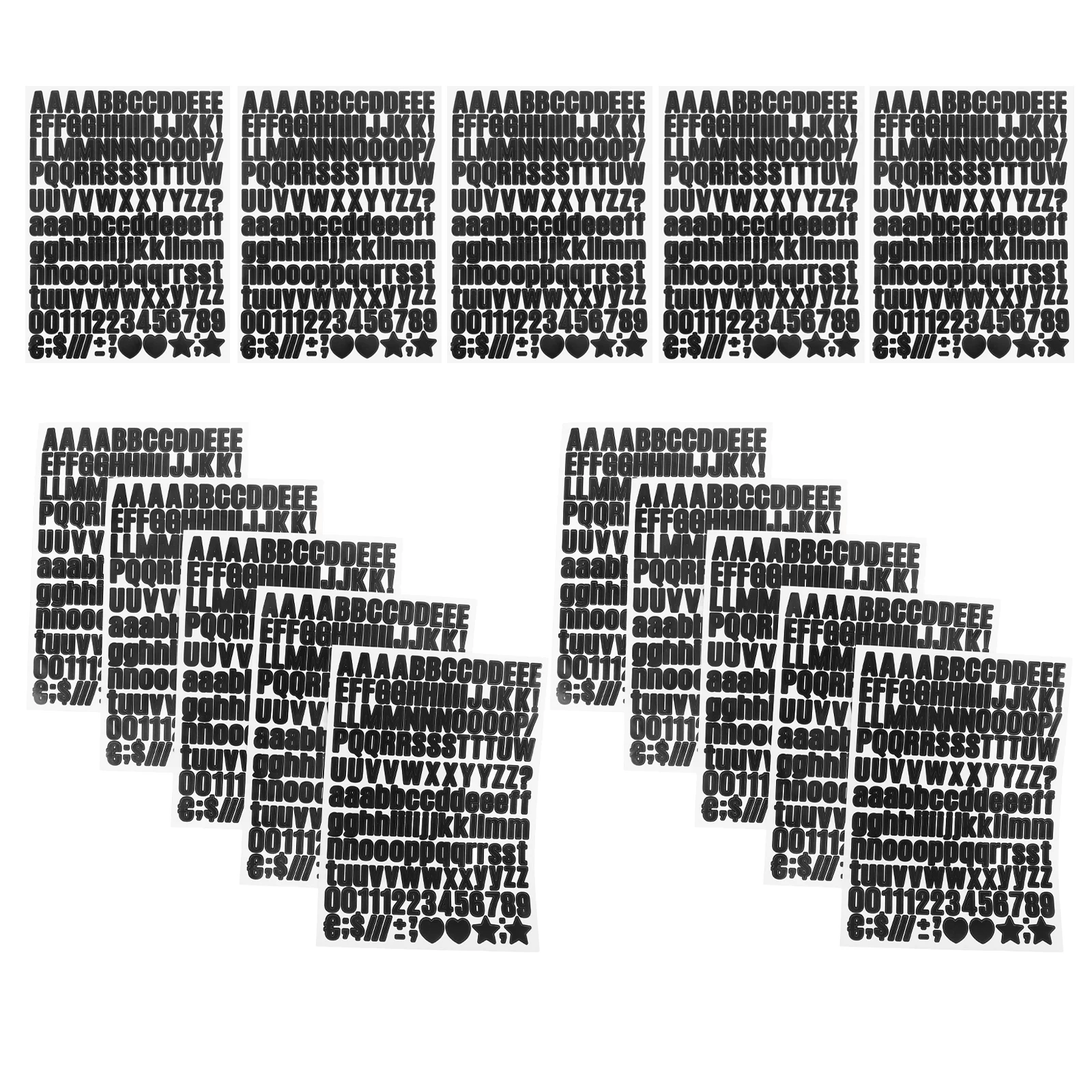 

15 Sheets Waterproof Letter Sticker Mini Letters Numbers Stickers for Crafts and Handbook Bulk Adhesive Small Size Black