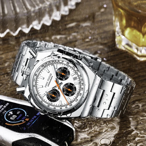 Imagen 2 del producto Relojes de cuarzo con cronógrafo y esfera en forma de búho MINI FOCUS para hombre, calendario luminoso, banda de acero multifuncional, reloj de pulsera con cabeza de toro