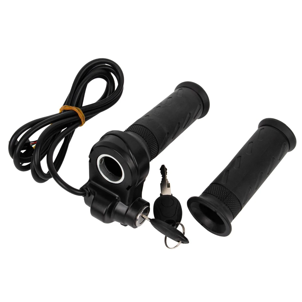 22MM 3 Pin Ebike Full Twist Throttle with Key Lock Universal Electric Bike Throttle Replacement for Ridstar Q20