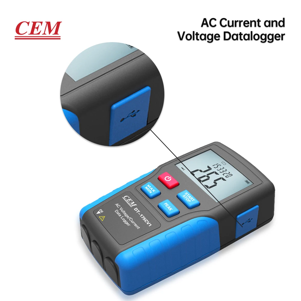 CEM Best selling Datalogger 6-600V ACV ±1.5% Basic Accuracy 2-200A ACC ±2% Basic Accuracy Test AC Current and Voltage