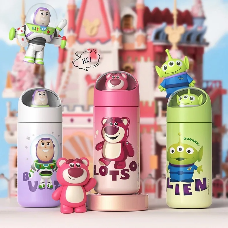 Cute Strawberry Bear Buzz Lightyear Three Eyes Space Capsule Series Warm Cup Genuine Cartoon Portable Water Cup Gift for Kids