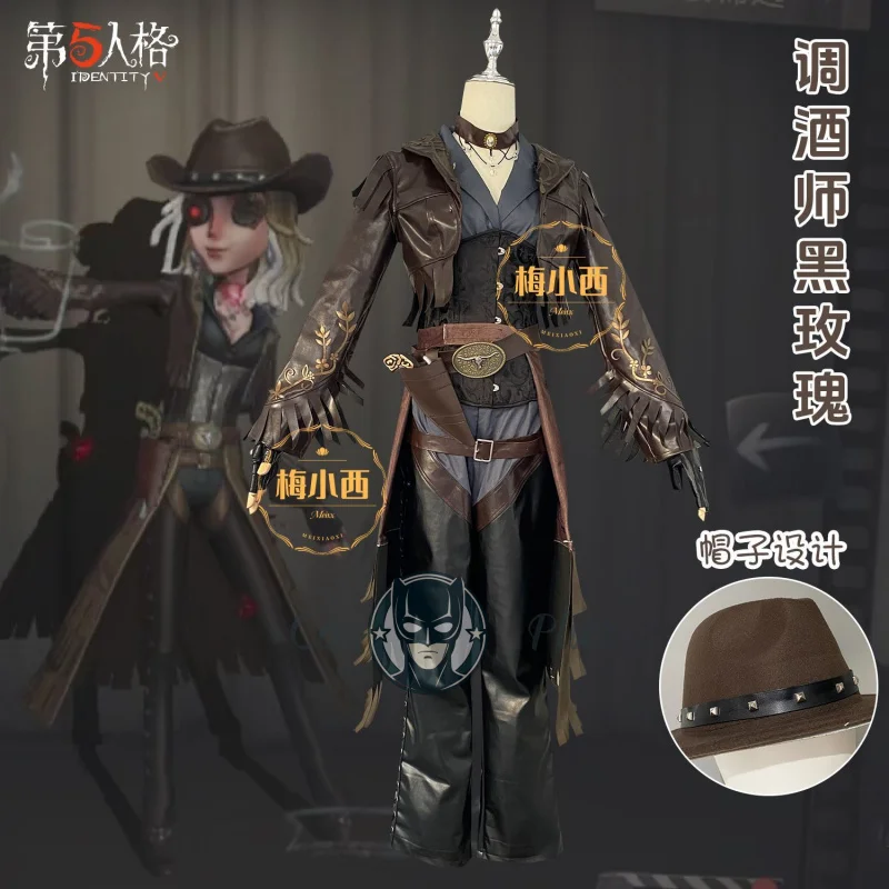 

Game Identity V Barmaid Demi Bourbon Cosplay Costume Black Rose Cowgirl Cosplay Suit Halloween Carnival Uniforms Custom Made