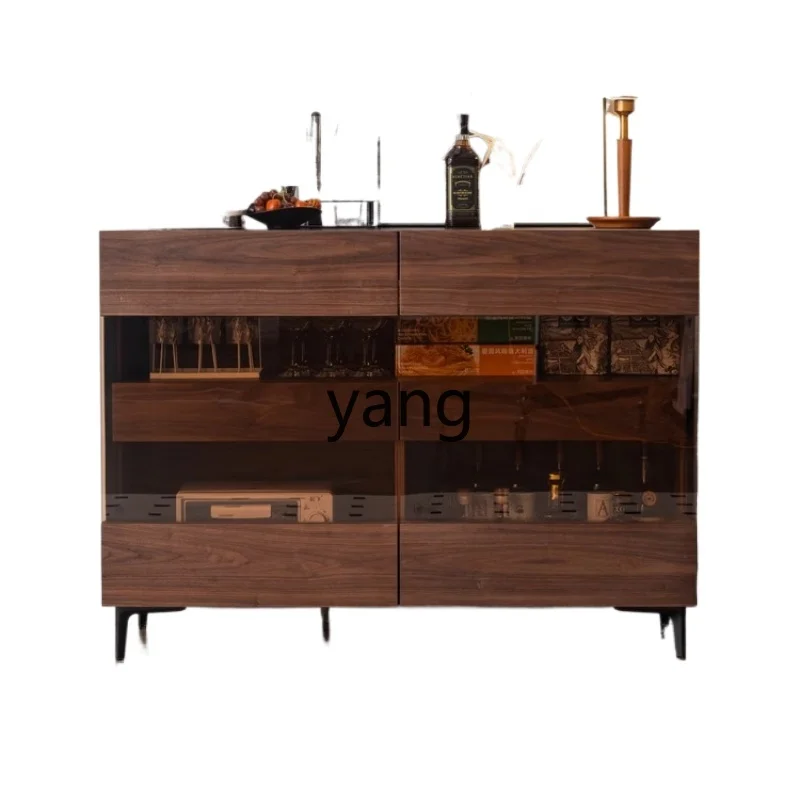 

YHM Solid Wood Sideboard Living Room Home Retro Simple Storage Glass Wine Cabinet