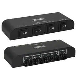 2 or 4 Way Speaker Switch, 1 in 2 Out or 1 in 4 Out Way Pair Stereo Speaker Selector W/Screw Type Connections Metal Non-Slip Box