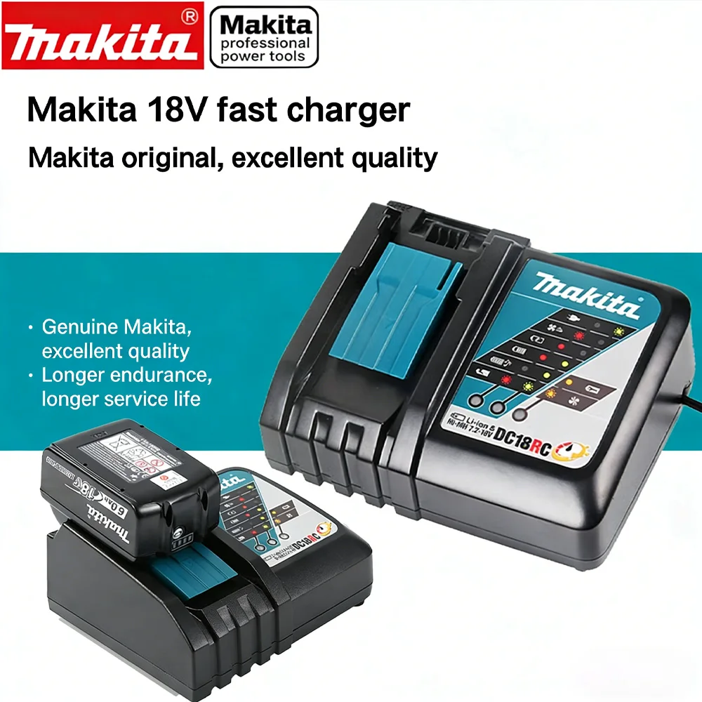 Original Makita 18V 3A Charger with Rechargeable Battery Makita BL1830 BL1830B BL1840 BL1840 BL1850 BL1850B Fast Chargi