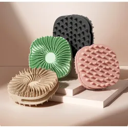 2-in-1 Silicone Bath Towel Exfoliating Brush, Dual-Sided Body Scrubber with Soft Bristles and Massage Comb with Hanger Loop