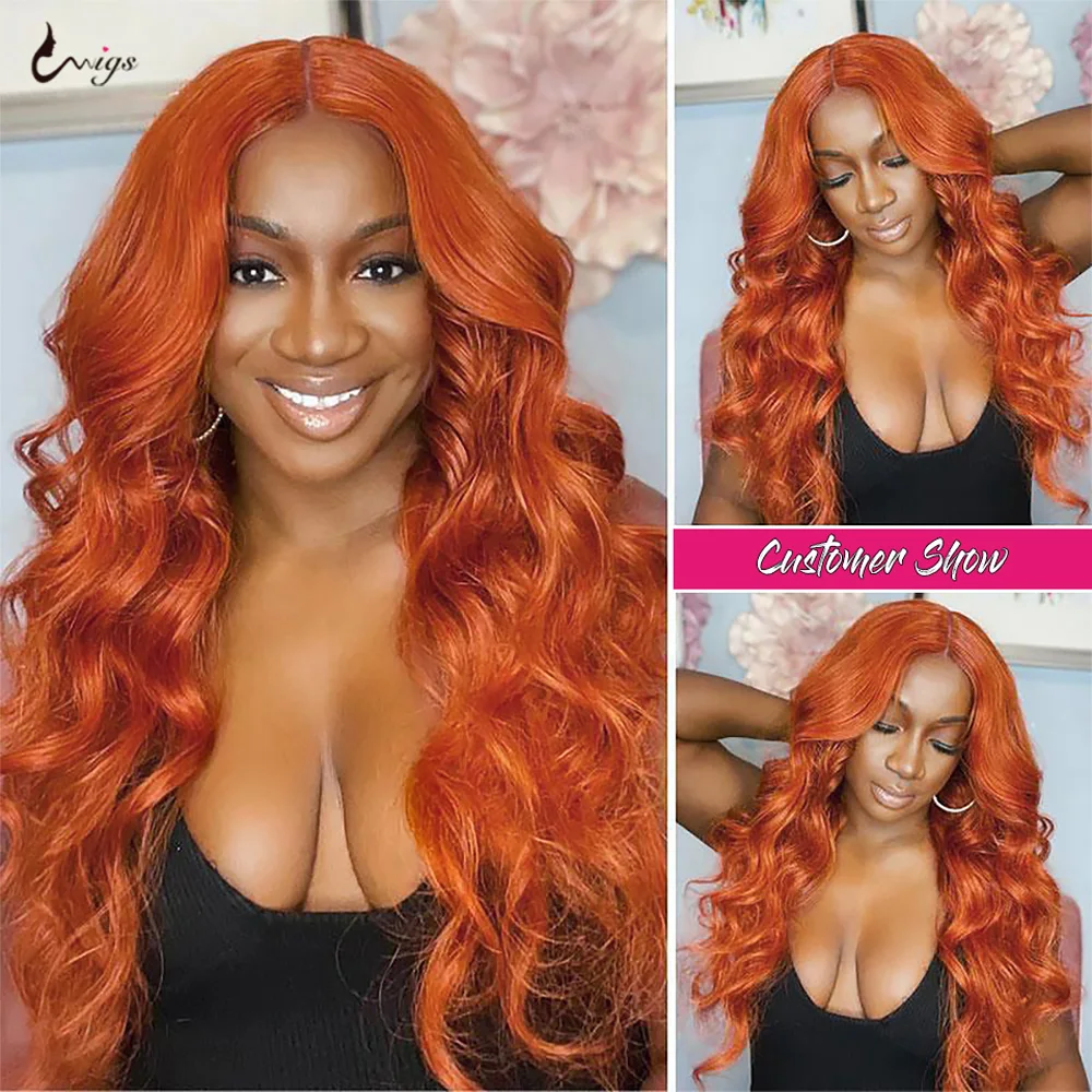 Ginger Human Hair Bundles With Closure Colored Red Body Wave 3/4 Bundles With Closure Brazilian Hair Weave Bundles with Closure