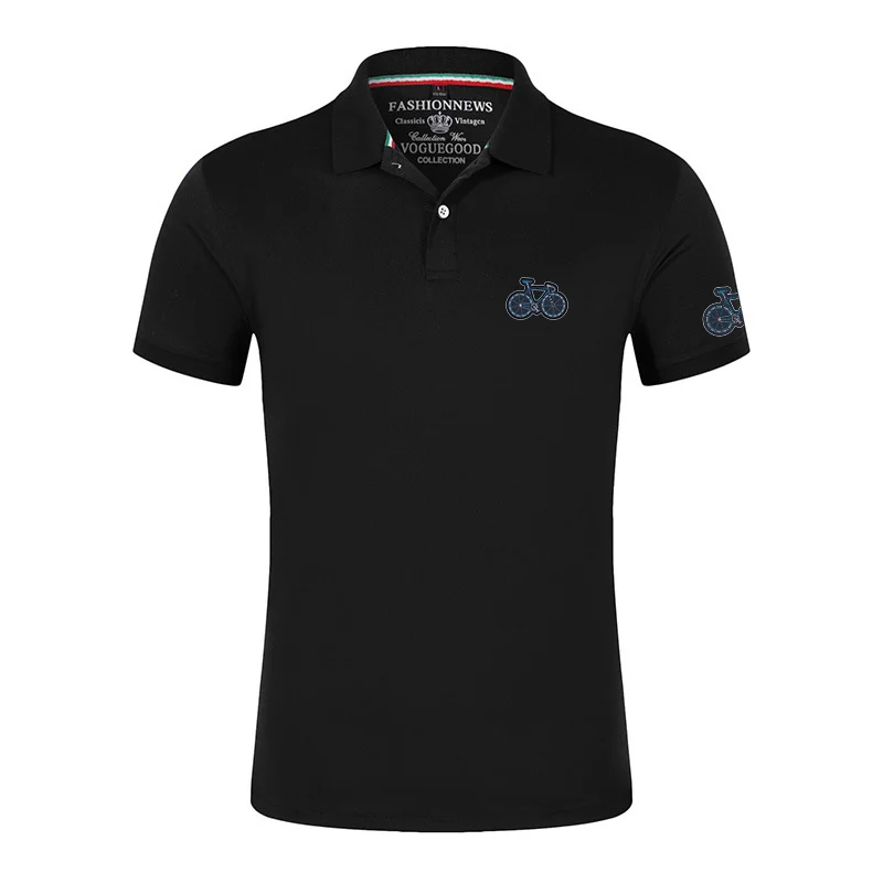 2025 Bicycle Anatomy Shirt Cute Cycling Is Life Summer Man's Solid Color Slim Breathable Lapel Collar Short Sleeved Polo Shirt