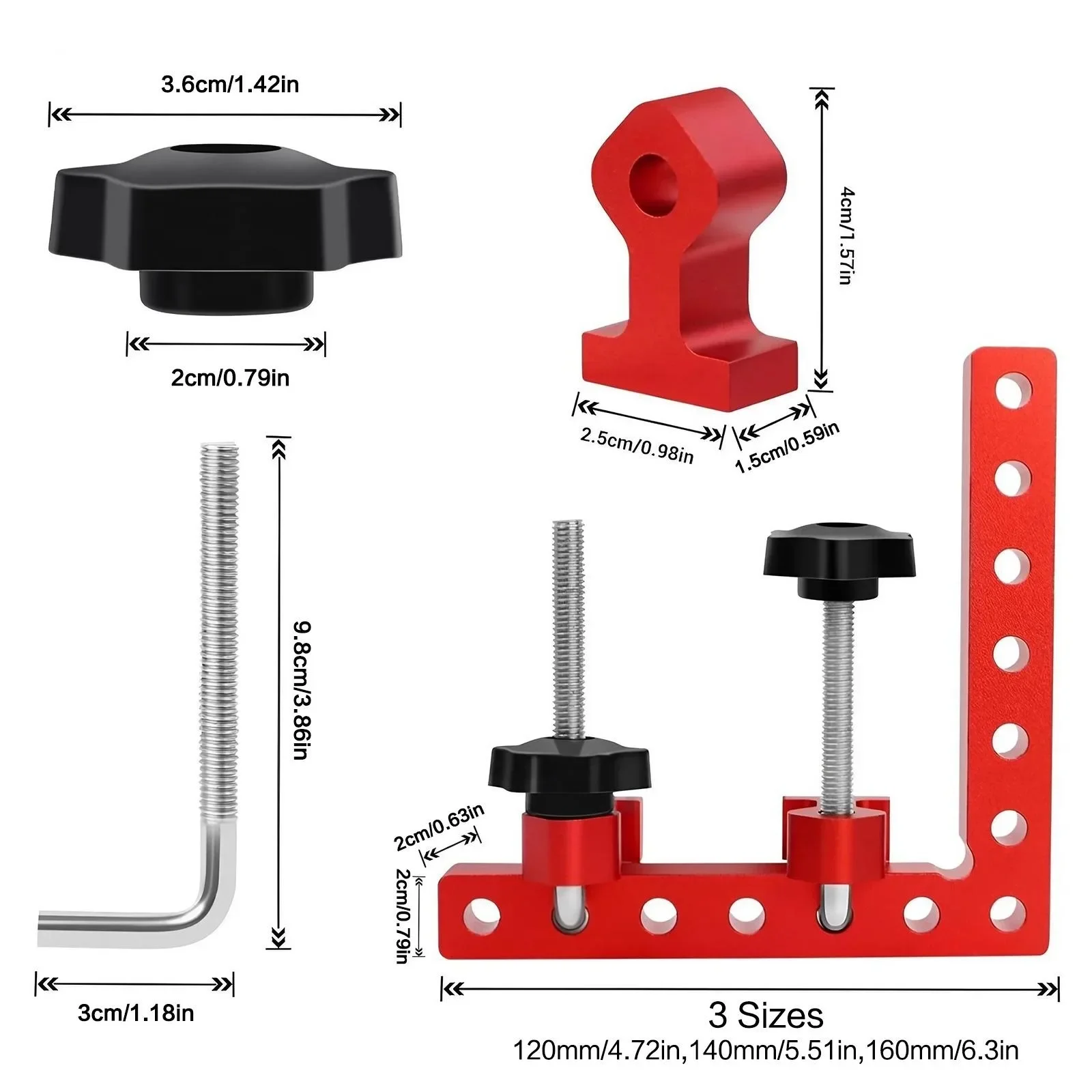 90Degree DIY Woodworking Clamps 6PCS HighStrength Aluminum Alloy RightAngle Fixing Clamps for Wood Splicing Home Projects