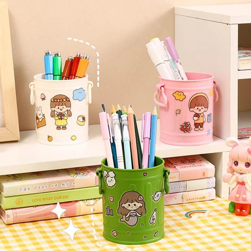 1 Pcs Creative Pen Holder Cute Large-capacity Pencil Holder Durable Stationery Container Makeup Brush Storage Bucket