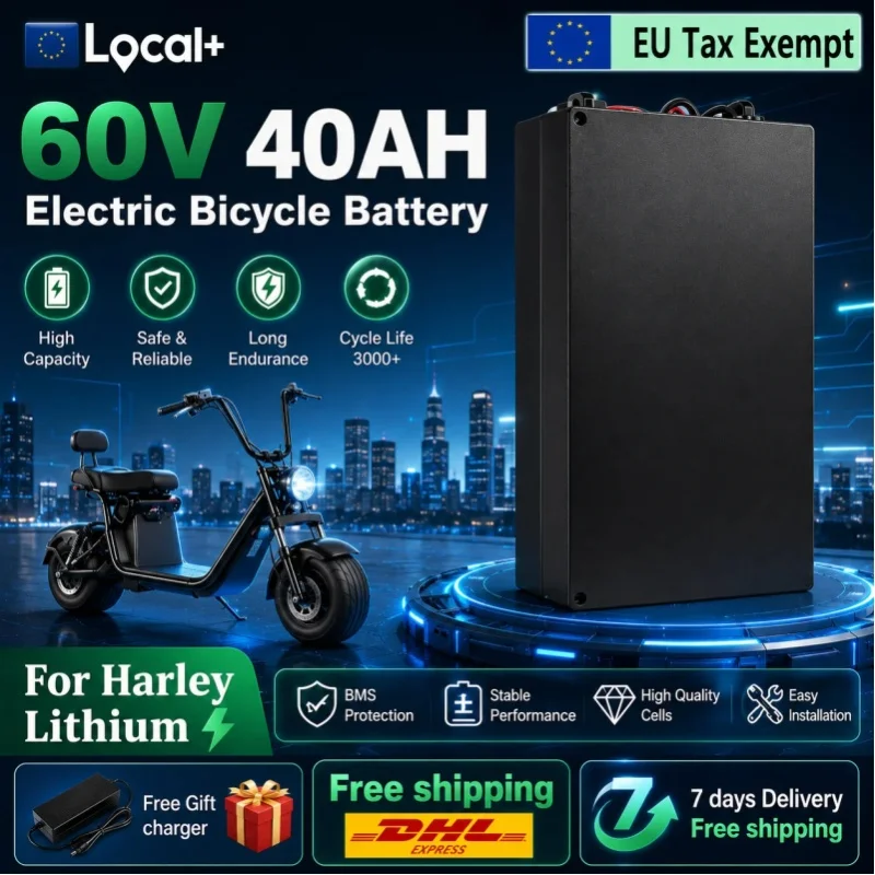 60V 20Ah 30Ah 40Ah Lithium-Ionen-Akku für Harley E-Motorrad, 18650 Zellen, integriertes BMS, hohe Leistung, breiter Temperaturbereich