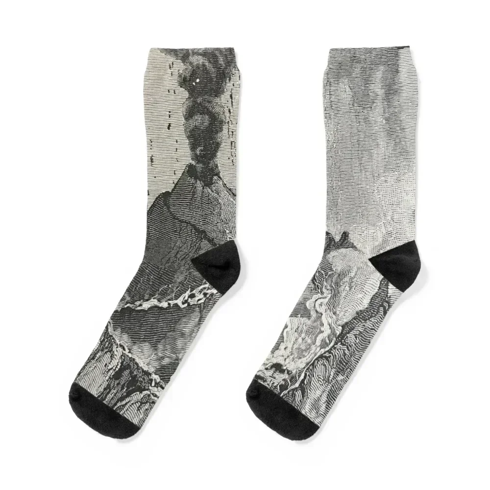 

Mt. Vesuvius,vintage illustration, 1756 Socks cartoon summer loose Running Woman Socks Men's