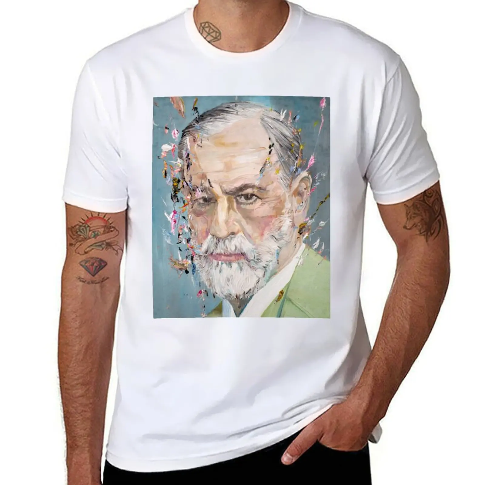 SIGMUND FREUD - oil portrait T-Shirt t shirts for man cotton funny t shirts cotton man t shirts for men T-Shirt