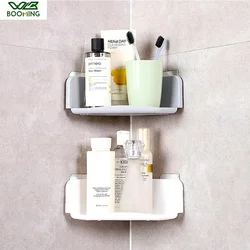 WBBOOMING Bathroom Suction Cup Shelve Wall Mounted Corner Shampoo and Shower Gel Shelf Holder Kitchen Storage Rack Organizer