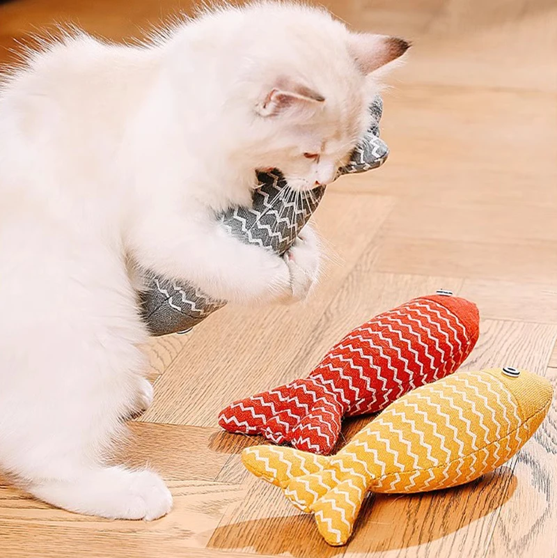 MADDEN Cat Fish Toy Cat Scratcher Catnip Toy Interactive Simulation Fish Cat Mint Fidget Toys Stuffed Playing Toy For Cat Kitten 2