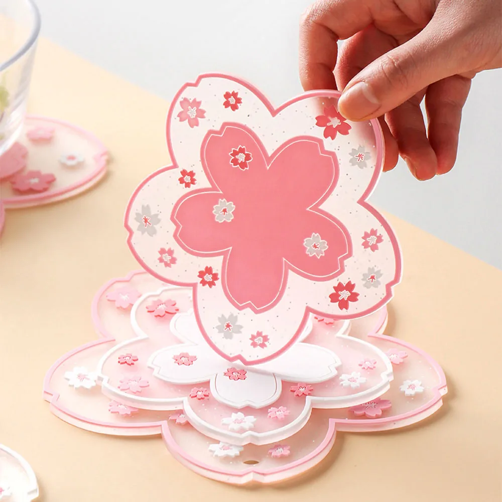 زهر الكرز العزل الحراري وسادة طاولة طعام حصيرة المضادة للانزلاق كأس منصات عدم الانزلاق كوستر ديكور المنزل اكسسوارات المطبخ أدوات المائدة #2