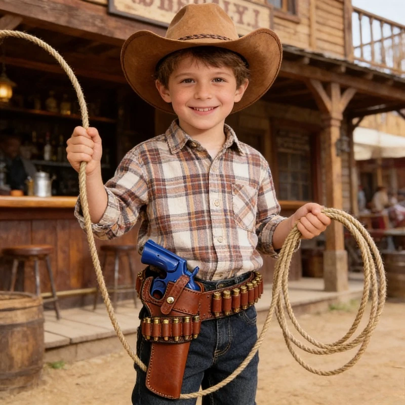 Festival Stage Performance Props European Medieval Cosplay Holster New Wild West Cowboy Revolver Protection Prop