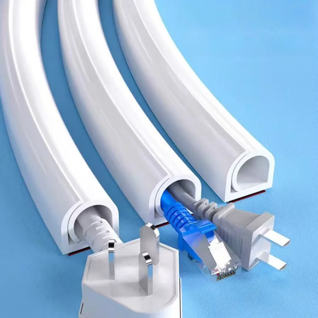 1PC 1/2/3meters Flexible Floor Cable Cover PVC Cord Wall Cord Hider Floor Cable Management Wire Cover Easy Installation view 3