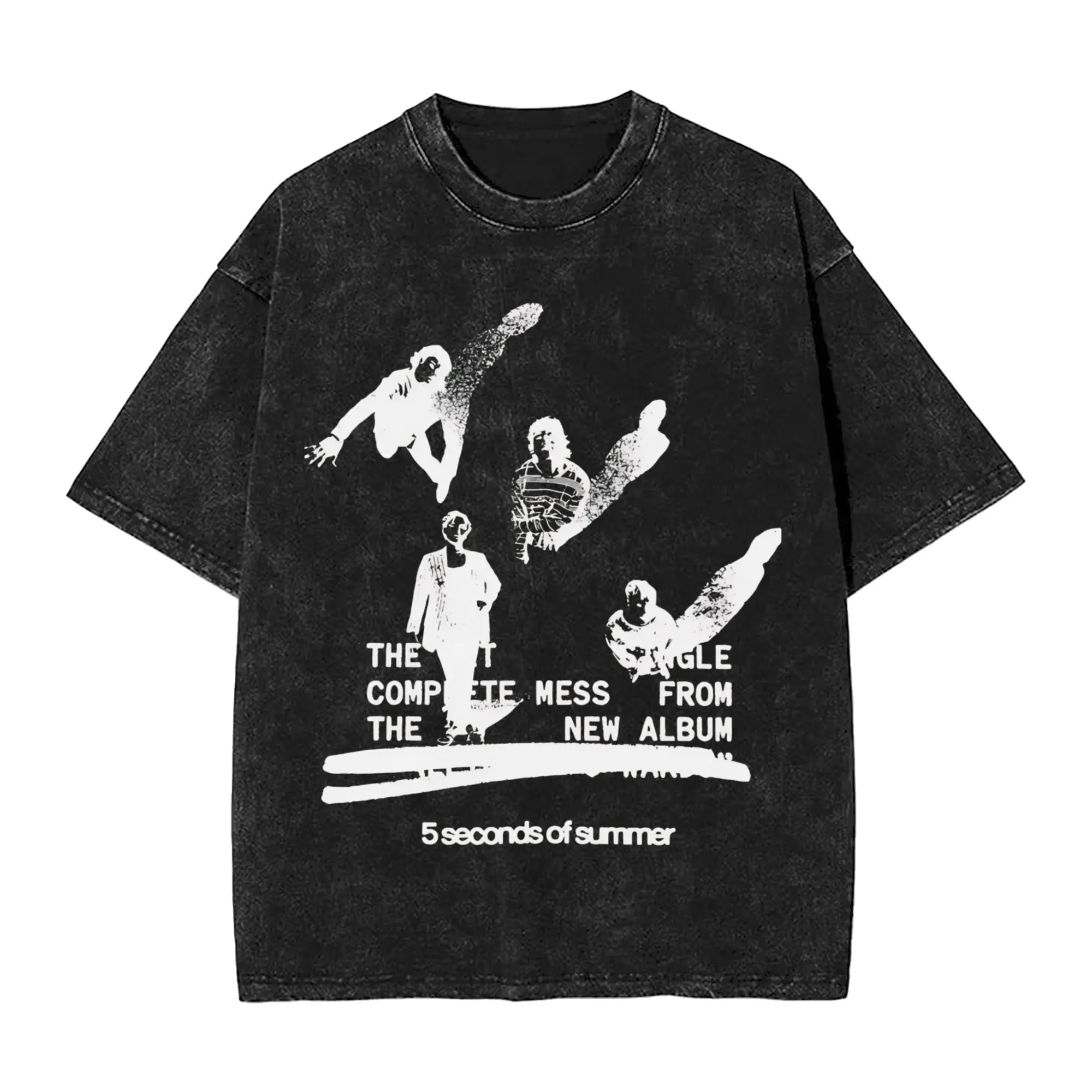 5sos Complete Mess Back T-Shirts for Men 5sos Vintage Pure Cotton Tees Round Neck Short Sleeve T Shirt Gift Idea Clothing