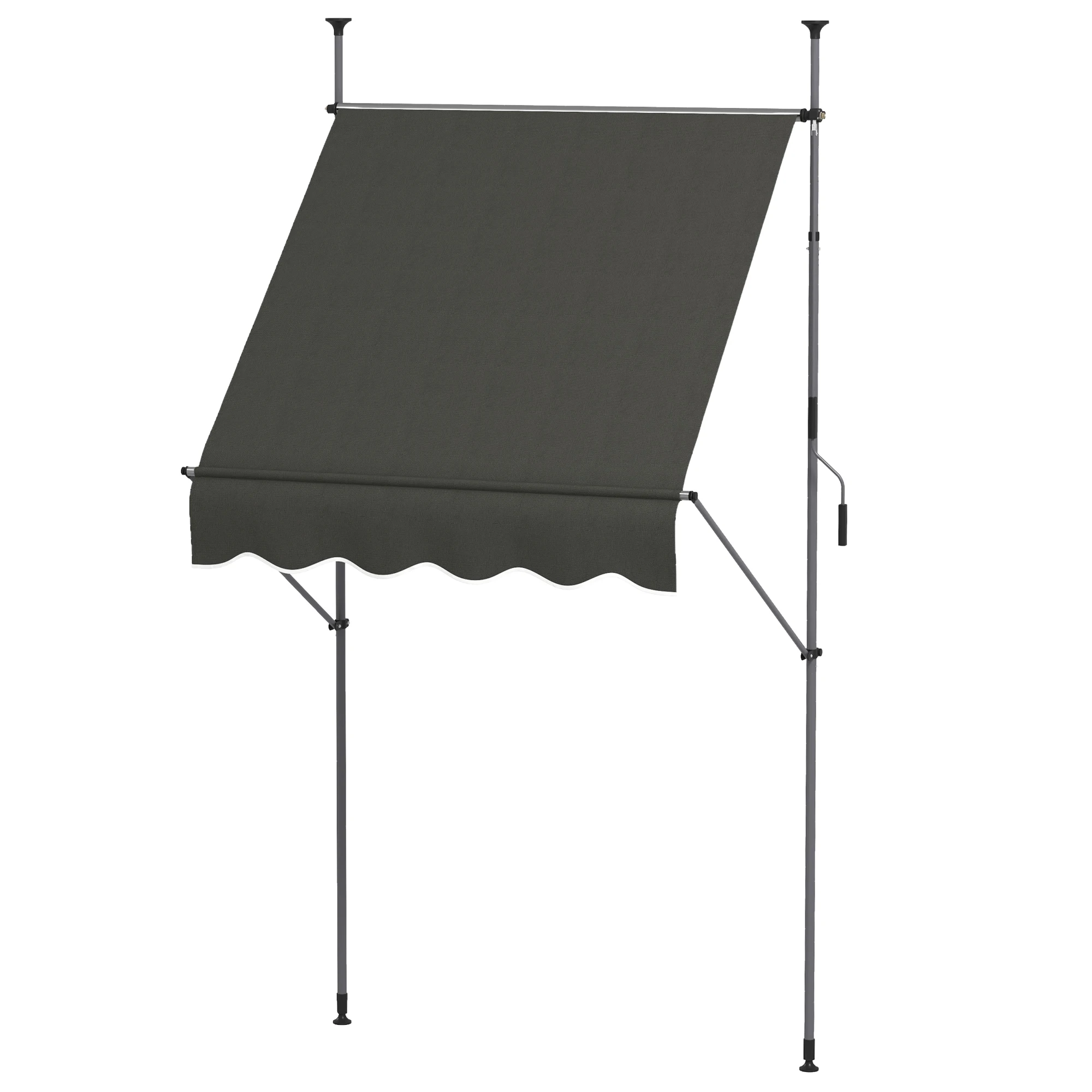 Toldo retráctil manual independiente de 1,5L x 1,2B x 2,1-3H m con inclinación ajustable, de metal, aluminio y poliéster, color gris oscuro.