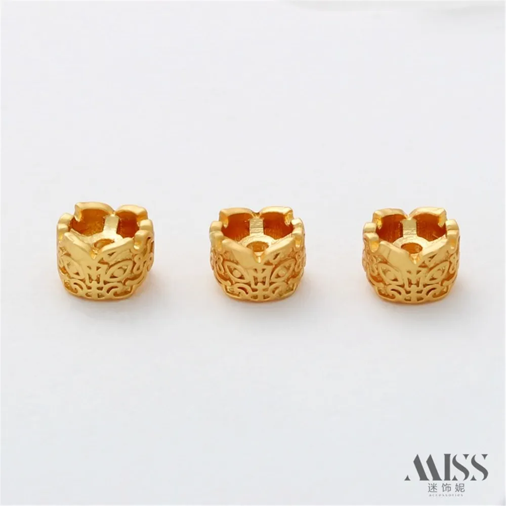 18K Bag Matte Gold Color Taotie Beast Surface Bead Card Ring Spacer DIY Handmade Bracelet Wenwan Bracelet Jewelry Accessories