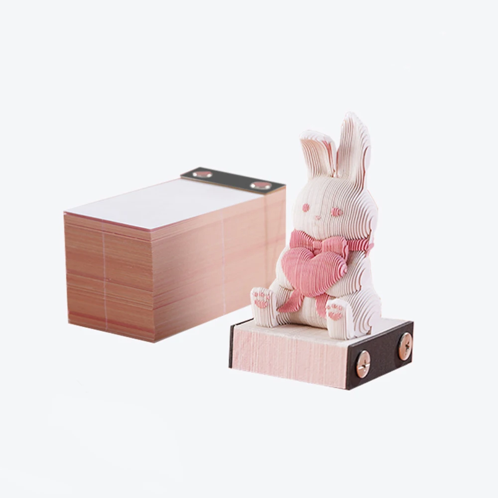 3d Calendar 2024 Cute Rabbit Memo Pad Notes Notepad Desk Calendar Birthday Gift For Girl Panda Paper Sculpture Art Decoration