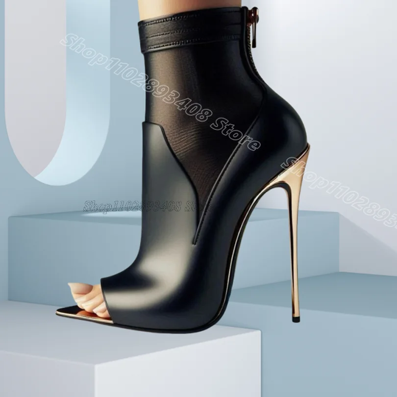 

Bicolor Back Zipper Sandal Boots Platform Stiletto British Style Women Casual Party Summer Sandal Boots 2025 Zapatos Para Mujere
