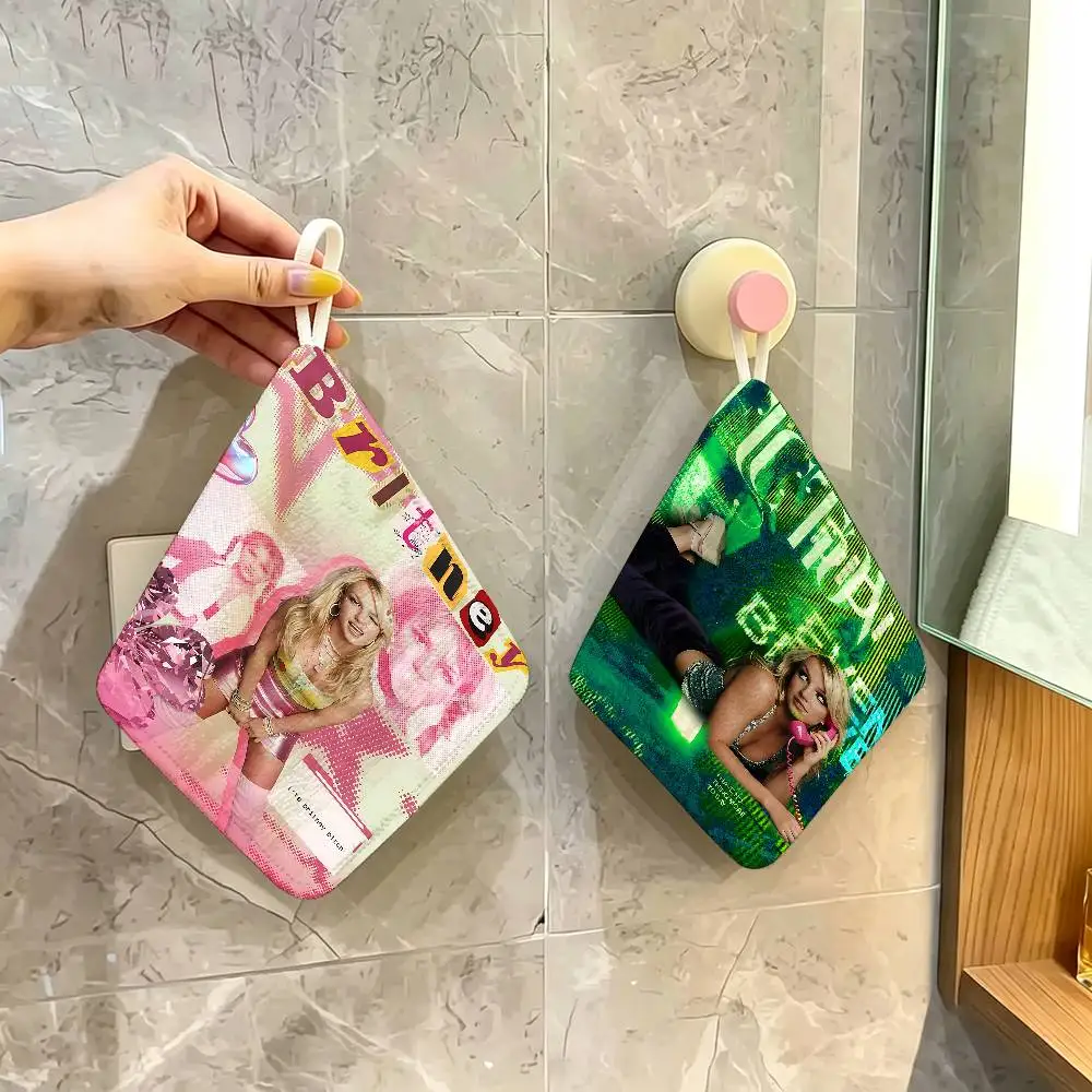 Singer B-Britney SpearsS Polyester Cotton Hand Wiping Towel, Hanging Towel, Quick Dry for Kitchen Bathroom Daily Supplies