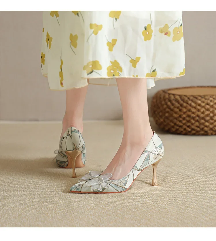 

Размер 31–44, женские свадебные туфли на высоком каблуке-шпильке с острым носком и мелким носком, туфли-лодочки