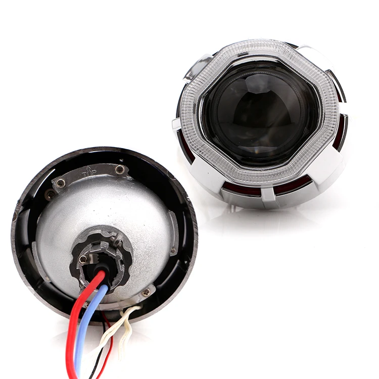 2.5 inch H1 H4 H7 car led headlight kit with ccfl double angel eyes HID bulbs Xenon BI led projector lens free shipping