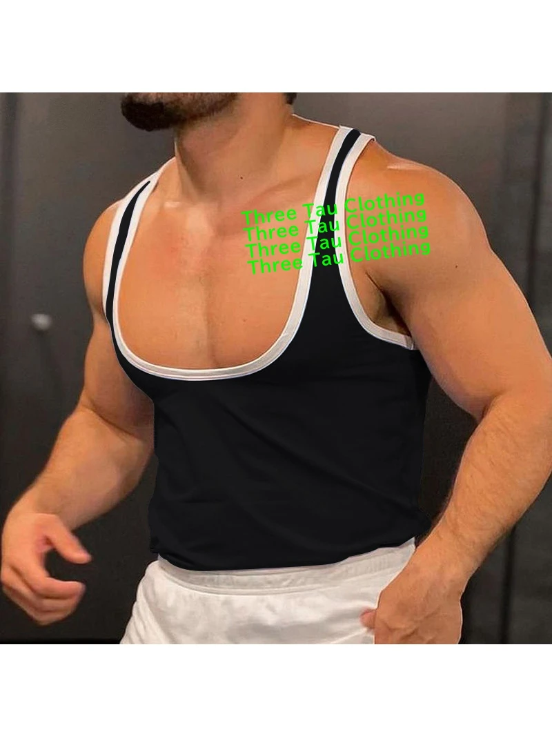 

Сексуальный жилет с U-образным вырезом, удобные топы для спортзала, мужская летняя модная футболка без рукавов, тренировочный быстросохнущий повседневный жилет в американском стиле