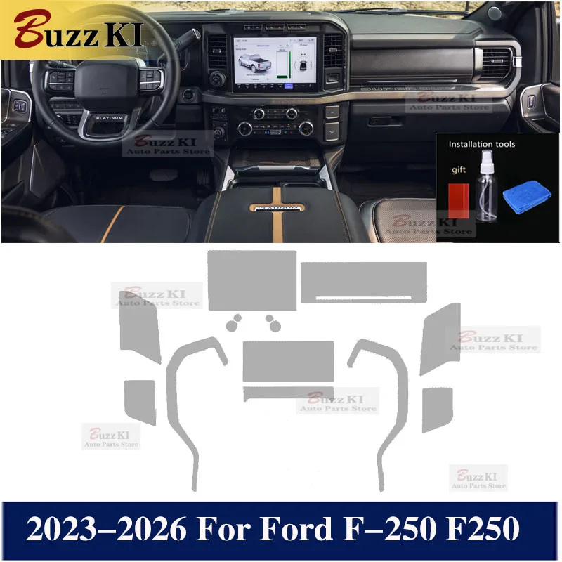 

2023-2026 For Ford F-250 F250 TPU Pre Cut Navigation Gear Console Car Interior Repair Protective Car Film Anti-scratch Sticker