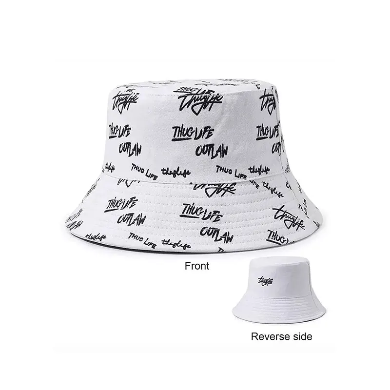 Wende-Fischerhut mit Buchstabendruck, stilvoll und vielseitig für Männer und Frauen