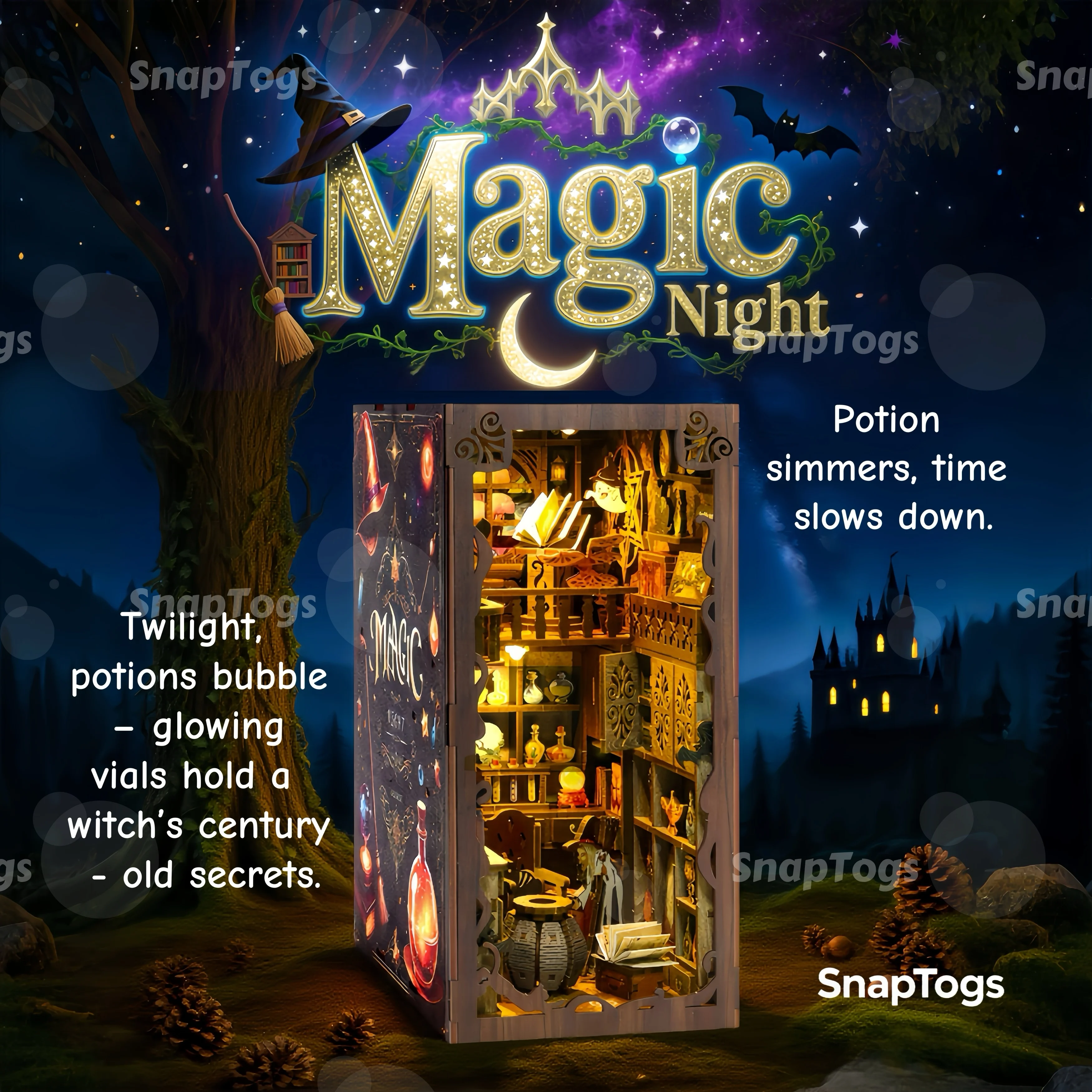 snaptogs-libro-fai-da-te-scatola-da-camera-per-piccola-casa-in-miniatura-magic-night--decorazione-da-tavolo-per-casa-e-libreria-in-miniatura-fai-da-te