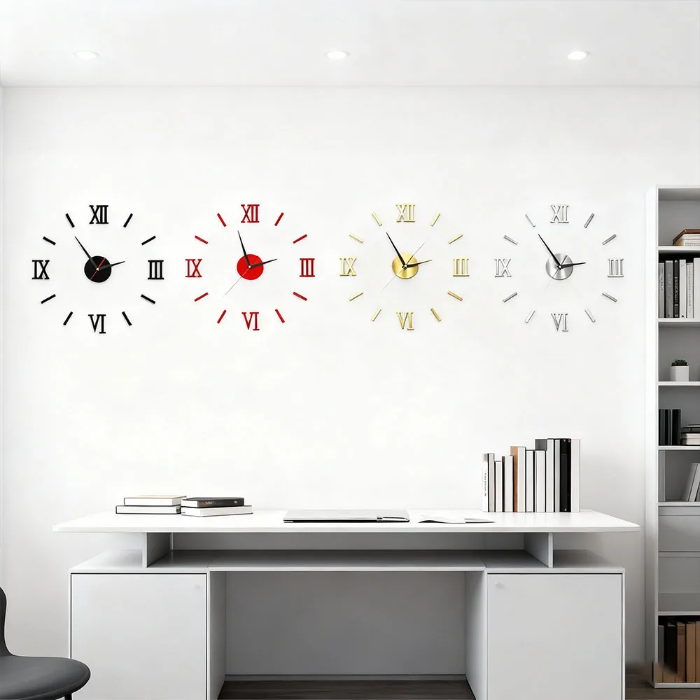 Frameless Wall Clock Glow at Night DIY Stereo Digital Clock for Home Living Room Office Wall Decroation 40cm/16inch