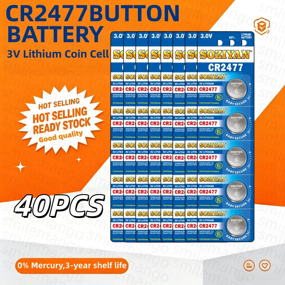 3V CR2477  Lithium Button Coin Cell Battery Long Lasting For Smart Sensor Alarm Weighing Scale Remote Controller