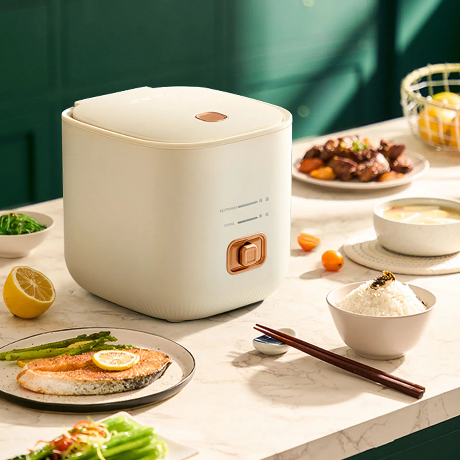 

1.2L Small Rice Cooker Rice Cooker One Button To Cook Compact Versatile with Anti Stick Pot for RV Travel for Kitchen Dorm