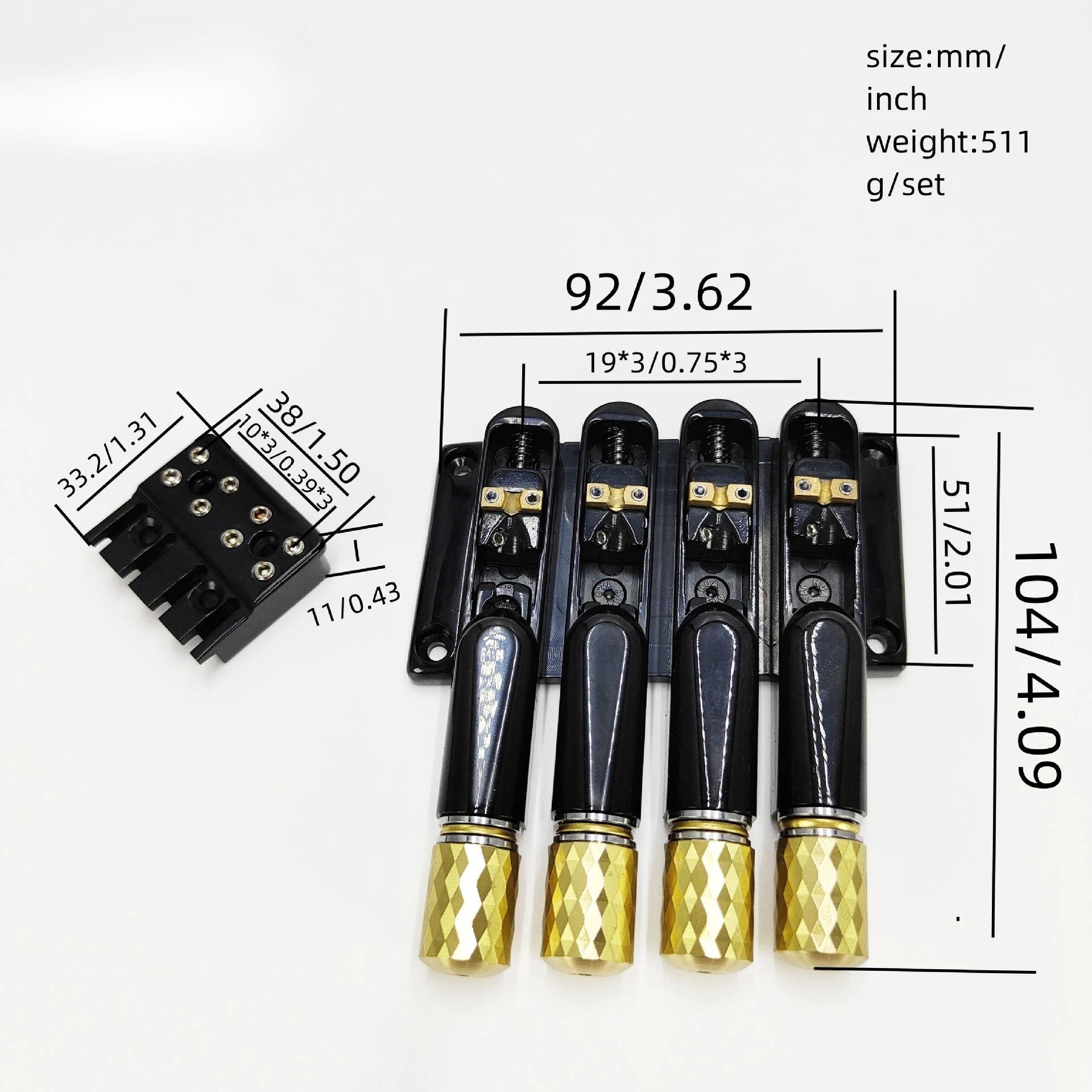 Top Selling Headless Bass Bridge Tailpiece 4-string Upper and Lower Bridge and Complete Set