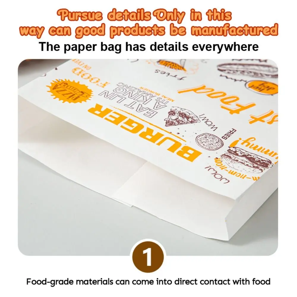 

100PCS Disposable Greaseproof Paper Bag Cartoon Pattern Oil-proof Material Non-stick Food Packaging Non-stick Surface
