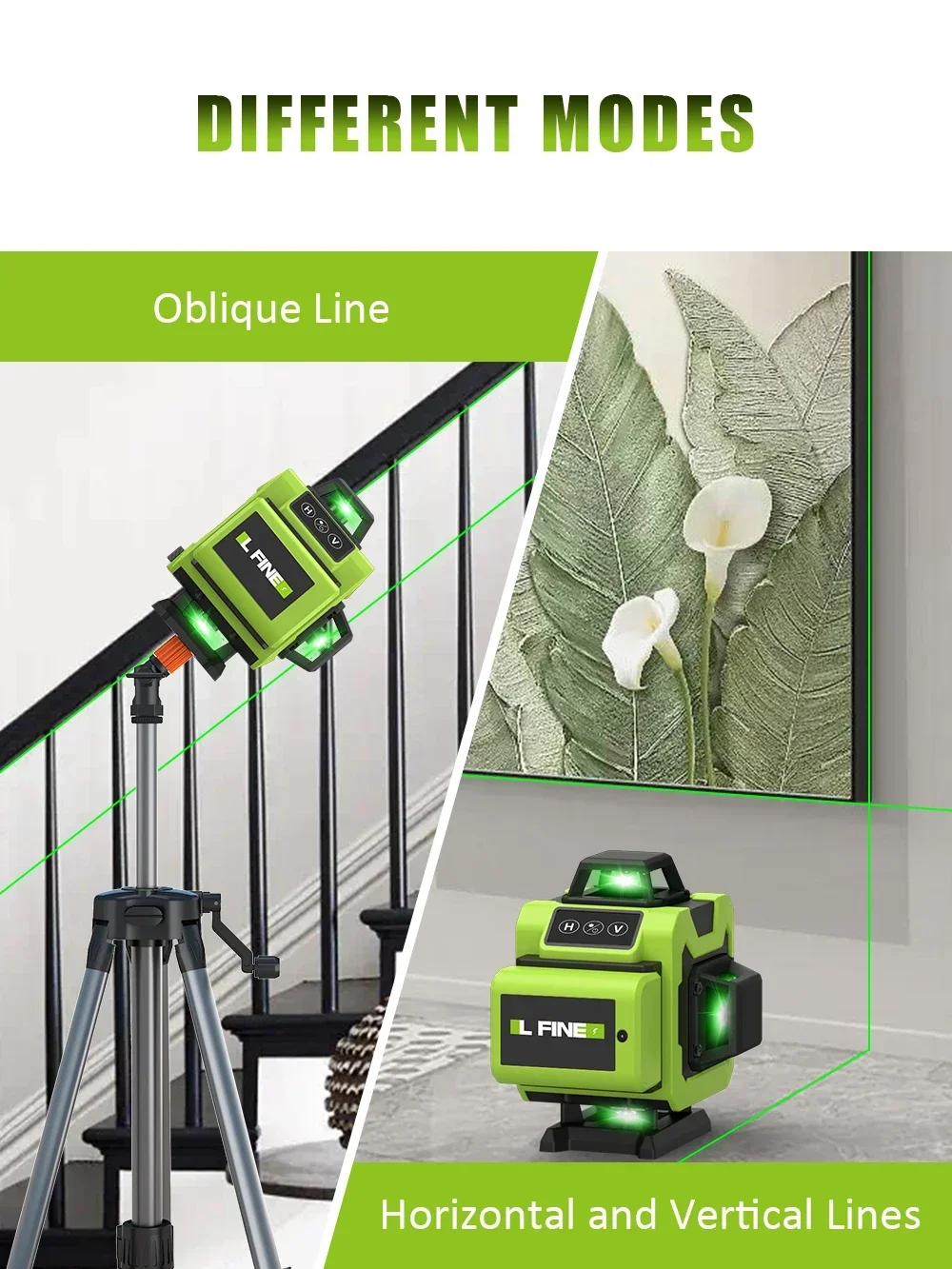 LFINE 4D 16 Lines Professional Nivel Laser Automatic 360 Self-leveling Laser Level Horizontal and Vertical Cross Green Lines