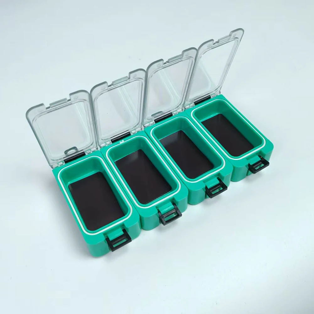 4er-Pack, kostenlose Zusatzbox für Angelhaken, Aufbewahrungsbox für Angelzubehör, magnetische Angelhaken- und Köderbox, kleine Werkzeugbox für Zubehör. – Detail 5