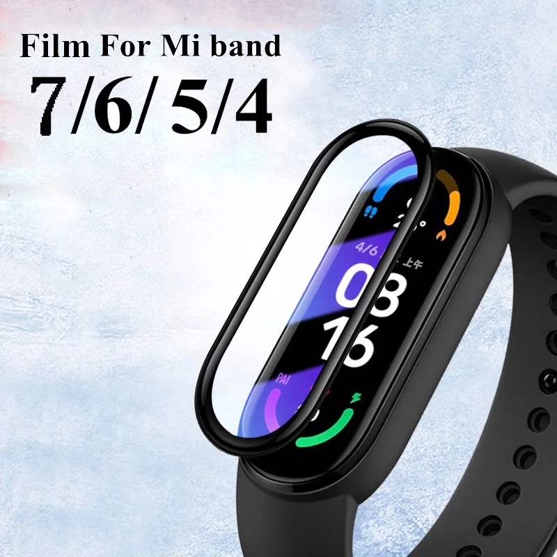 Screen Protector For Xiaomi Mi band 8 7 6 4 Strap Glass SmartWatch Accessories Miband5 miband6 miband7 for Mi band 5 6 7 8 film