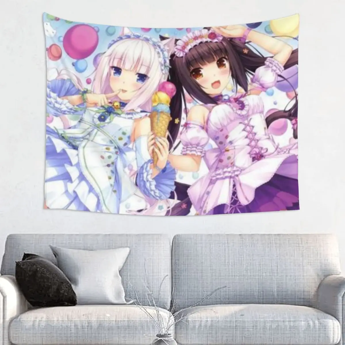 Anime Nekoparas Kawaii Cute Tapestry landscape wall hanging cloth bedroom wall decoration room decoration outdoor picnic mat