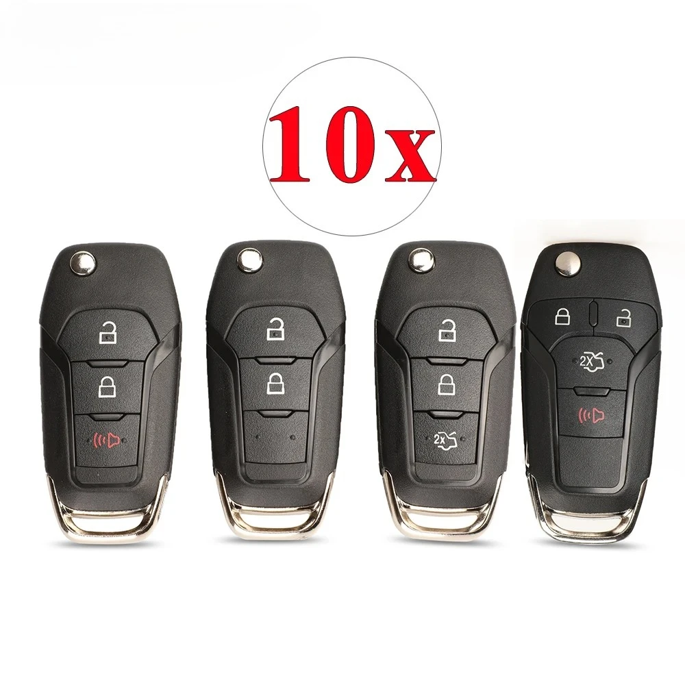 

10 шт./лот 2/3/4 кнопки откидной складной чехол для дистанционного ключа автомобиля для Ford Fusion Edge Explorer 2013-2015 HU101 лезвие