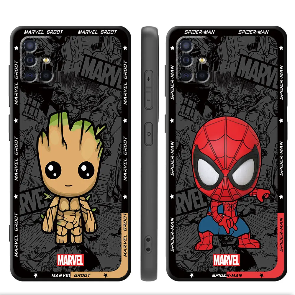 Cartoon Marvel Spiderman Groot  Phone Case For Samsung Galaxy Note 20 Ultra 10 Lite 8 9 10 Plus S10 S9 S8 S7 Cover  Silicone